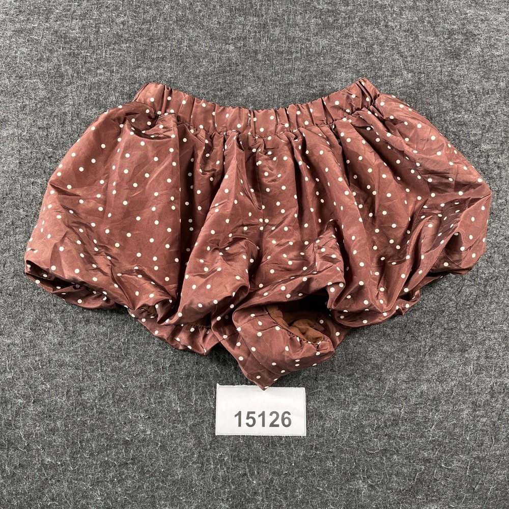 Zara Bubble Shorts Womens XS Chocolate Brown Polka Dot Elastic Waistband Summer